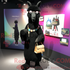 Sort lama maskot kostume...