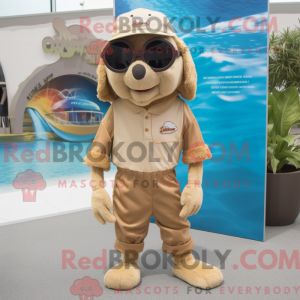 Fantasia de mascote Cod bege com macacão e óculos de sol - Óculos de sol mascotes - REBROKO_245658 - RedBrokoly.com
