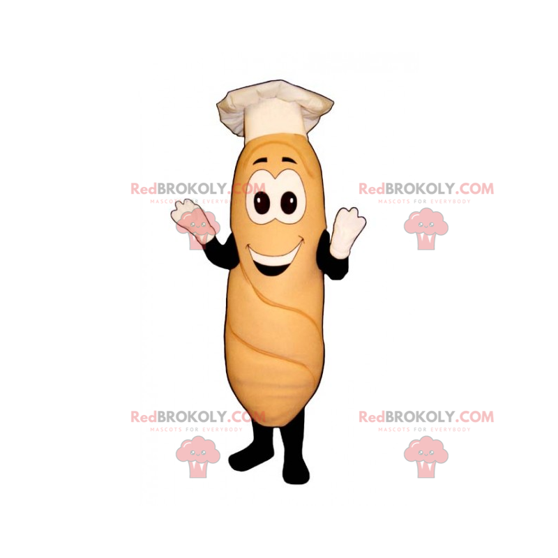 Mascote baguete com chapéu de chef - Redbrokoly.com Mascote baguete com chapéu de chef - Redbrokoly.com