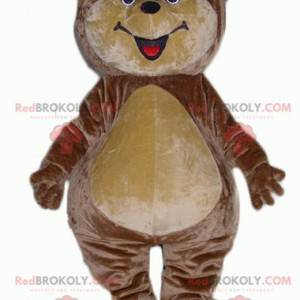 Mascotte grote bruine en beige teddybeer lachend -