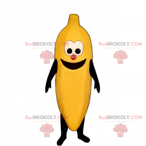 Banan maskot med smilende ansigt - Redbrokoly.com