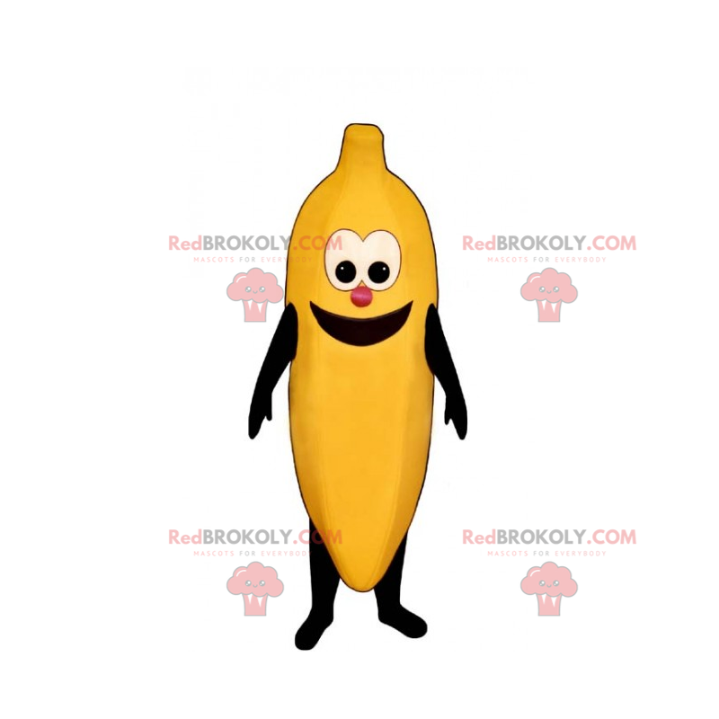 Bananenmaskottchen mit lächelndem Gesicht - Redbrokoly.com