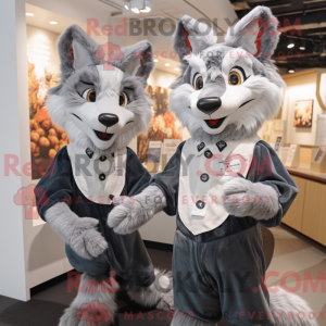Fantasia de mascote Raposa-prateada com blusa e abotoaduras - Mascotes da raposa - REBROKO_245755 - RedBrokoly.com
