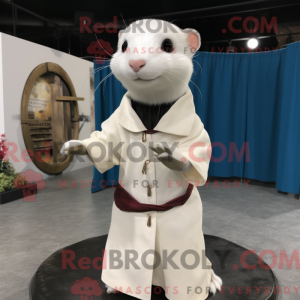Hvit ildermaskotdraktfigur...