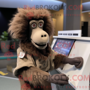 Brown Baboon mascot costume...