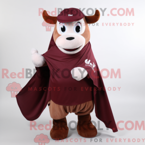 Maroon Hereford Cow mascot...