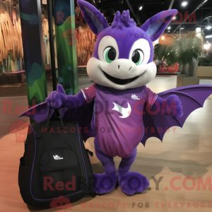 Paars Bat mascottekostuum...