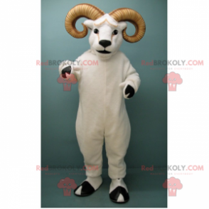Maskot bílý beran s velkými rohy - Redbrokoly.com