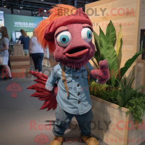 Maroon Betta Fish mascot...
