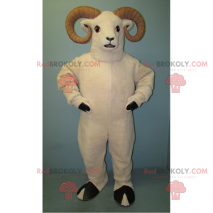 Hvid ram maskot og beige horn - Redbrokoly.com