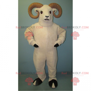 White ram mascot and beige horn - Redbrokoly.com
