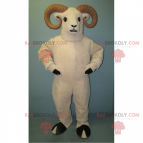 Mascote de carneiro branco e chifre bege - Redbrokoly.com