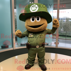 Brun Grøn Beret maskot...