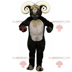 Mascotte de bélier noir et blanc - Redbrokoly.com