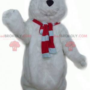 Mascote grande urso branco peludo e fofo - Redbrokoly.com