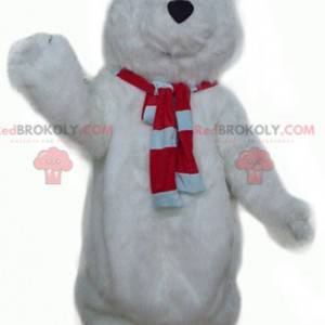 Mascotte de gros ours blanc poilu et mignon - Redbrokoly.com