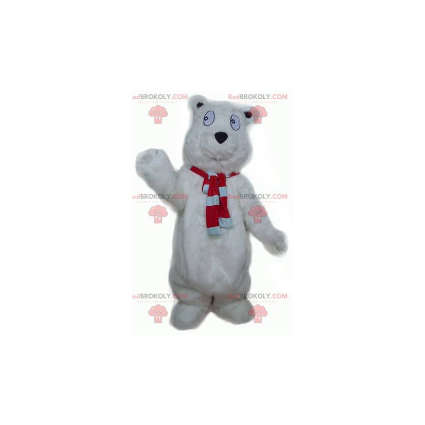 Mascotte de gros ours blanc poilu et mignon - Redbrokoly.com