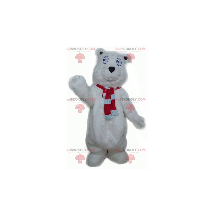 Mascotte de gros ours blanc poilu et mignon - Redbrokoly.com Mascotte de gros ours blanc poilu et mignon - Redbrokoly.com