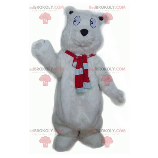 Stor hårig och söt vit björnmaskot - Redbrokoly.com