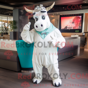 Hvit Zebu-maskotdraktfigur...
