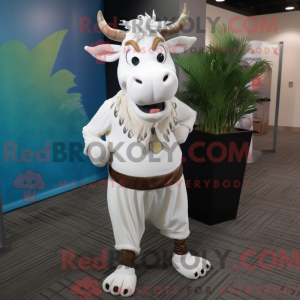Hvit Zebu-maskotdraktfigur...