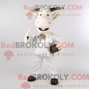 Hvid Zebu maskot kostume...