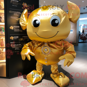 Gold Krabbe maskot kostume...