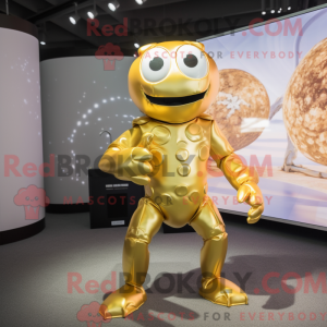 Gold Krabbe maskot kostume...
