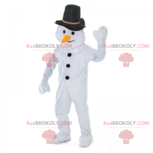 Schneemann Maskottchen mit schwarzem Hut - Redbrokoly.com