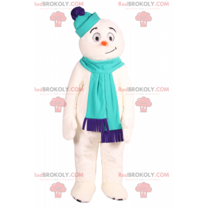 Smiling snowman mascot with accessories - Redbrokoly.com