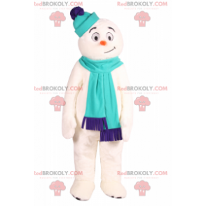 Smiling snowman mascot with accessories - Redbrokoly.com