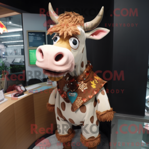 Tan Cow maskot kostyme...