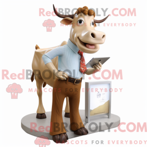 Tan Cow maskot kostyme...