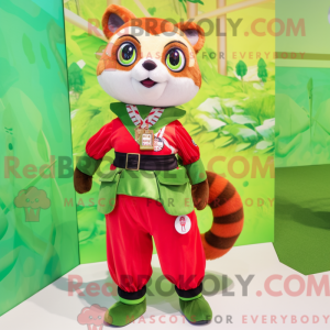 Lime Green Red Panda mascot...