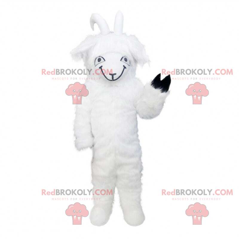 White goat mascot with a black paw - Redbrokoly.com