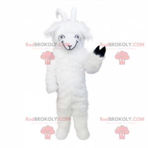 Witte geit mascotte met een zwarte poot - Redbrokoly.com
