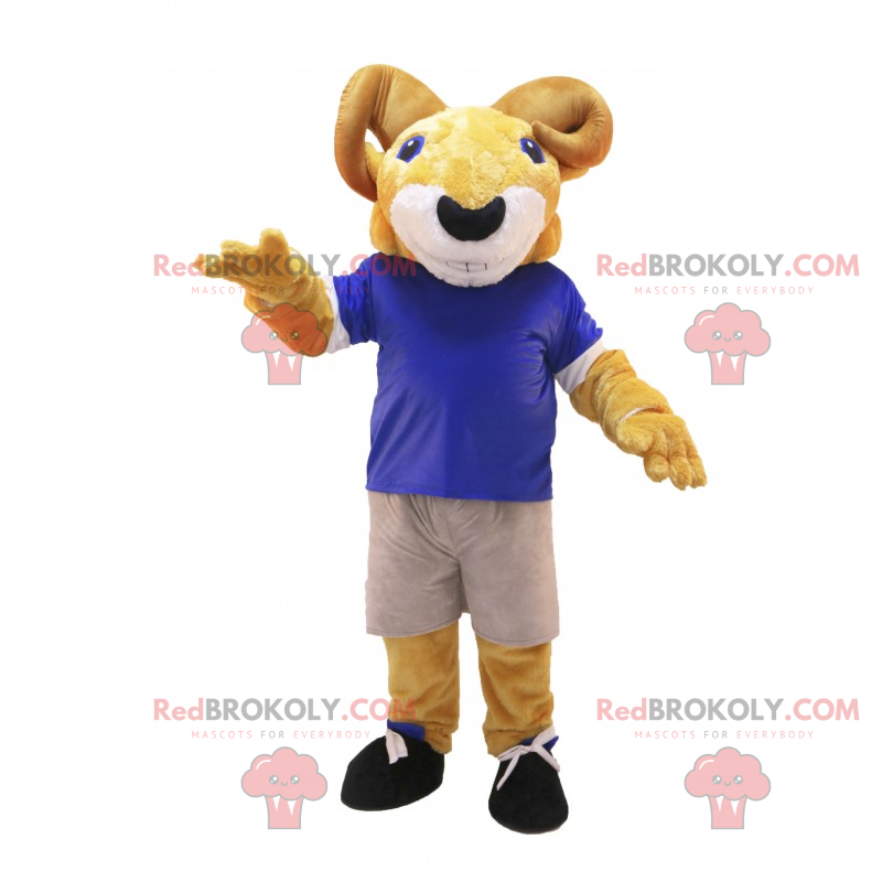 Mascote cabra em uniforme de futebol - Redbrokoly.com