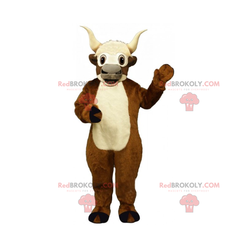 Mascote de cabra marrom com barriga branca - Redbrokoly.com