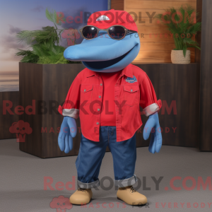 Red Humpback Whale mascot...