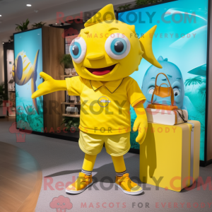 Gele tonijn mascottekostuum...