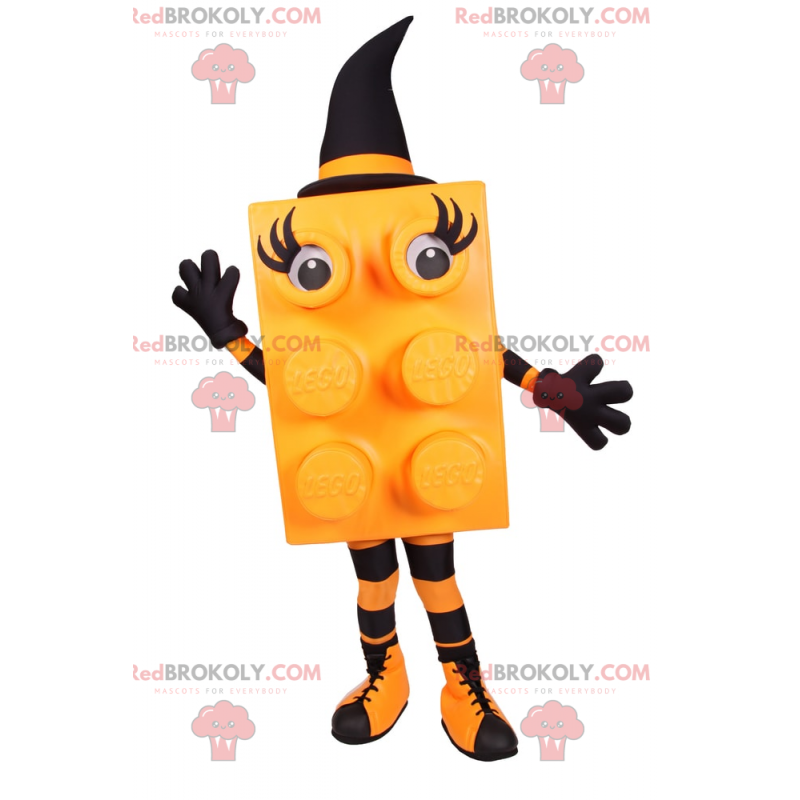 Maskot LEGO kostek - Oranžová čarodějnice - Redbrokoly.com Maskot LEGO kostek - Oranžová čarodějnice - Redbrokoly.com