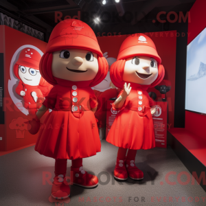 Red Momentum mascot costume...