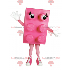 Pink lego brick mascot with basketball - Redbrokoly.com