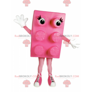 Pink lego brick mascot with basketball - Redbrokoly.com