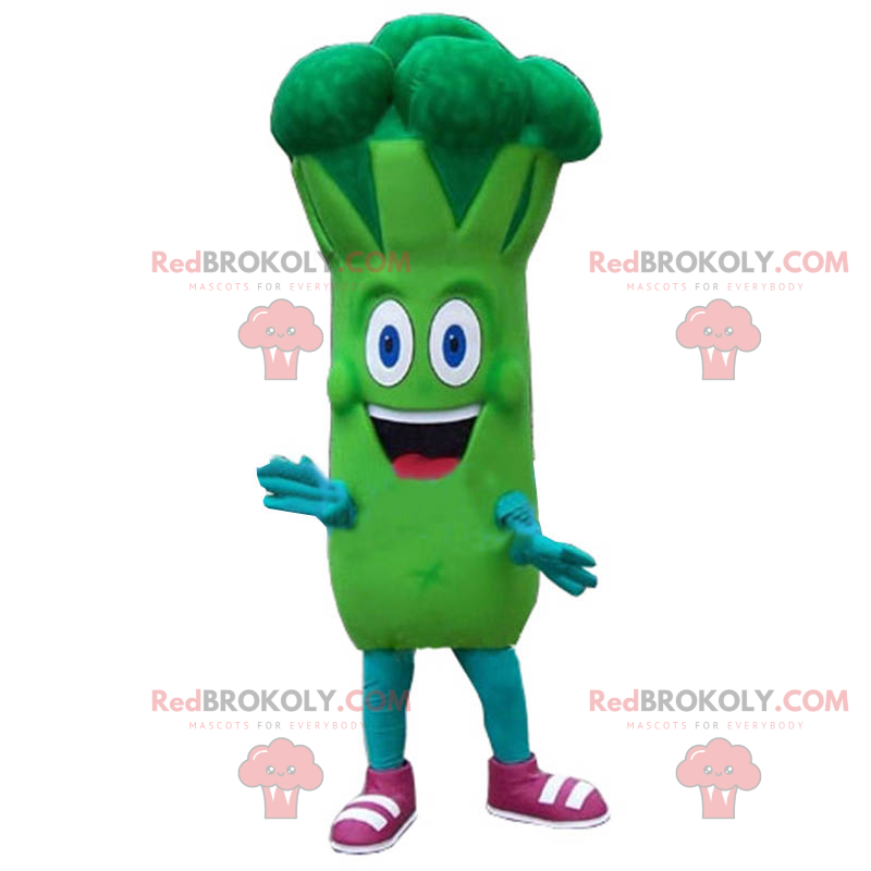 Broccoli mascot with a huge smile - Redbrokoly.com
