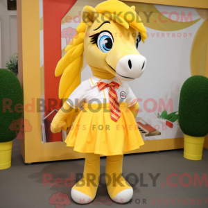 Gul hest maskot kostume...