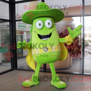 Limegrøn Cowboy maskot...