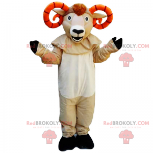 Büffelmaskottchen mit orangefarbenen Hörnern - Redbrokoly.com