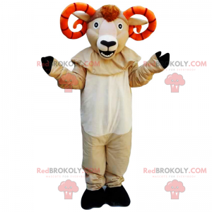 Mascotte bufalo con corna arancioni - Redbrokoly.com