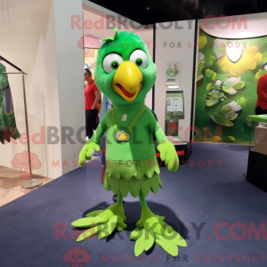 Limegrøn papegøje maskot...